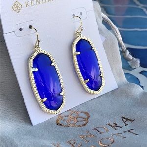 Kendra Scott Elle Cobalt Blue Gold tone earrings